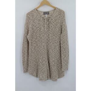 Victory For Her Beige Knit Pullover Sweater Women's XL boho chic cozycore cozy
